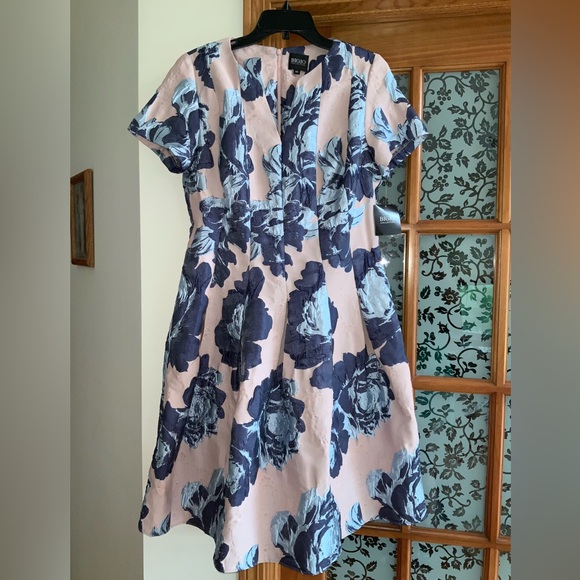 NWT BIGIO collection Sz 10 pink/Blue Floral Midi Dress - Picture 10 of 11